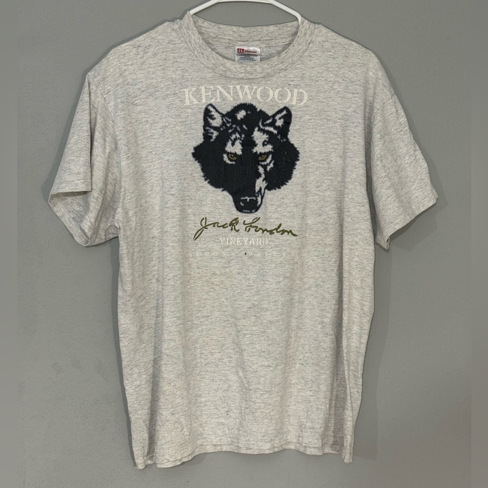 Vintage 90s Kenwood Jack London Wolf Graphic Tee USA Hanes